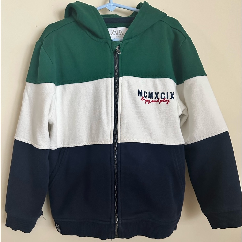 Zara Kids Colorblock Full Zip Hoodie Size 7